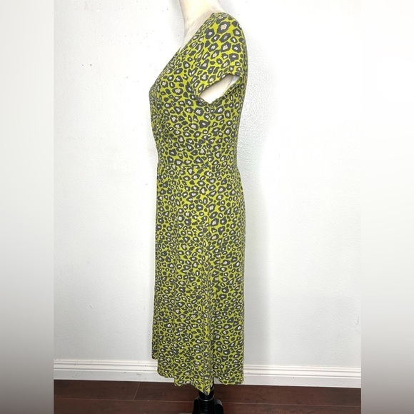 BODEN Leopard Animal Print Jersey Knee Length Dress Cap Sleeve Size 8 - Picture 6 of 11